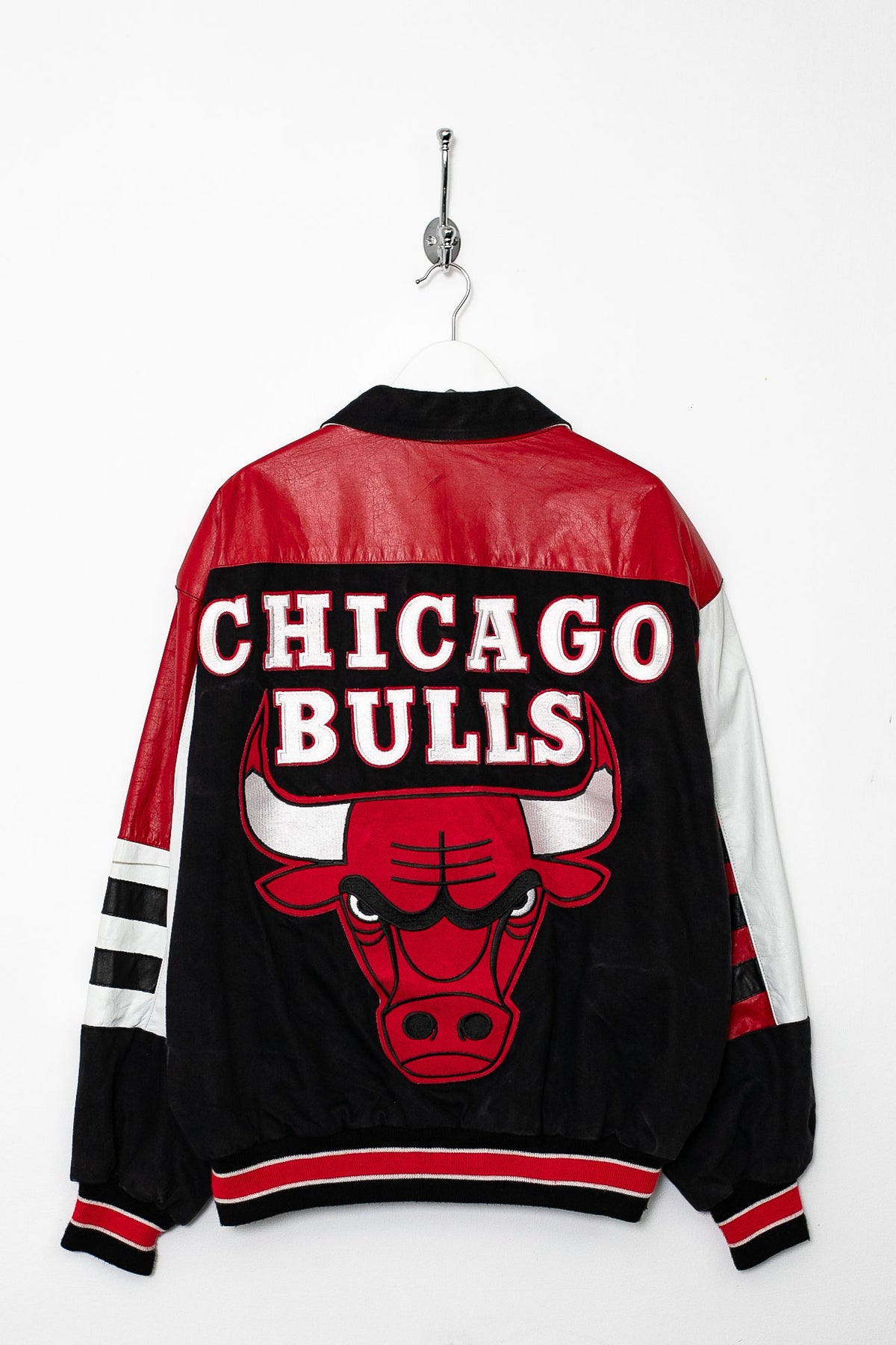 Rare 90s Jeff Hamilton NBA Chicago Bulls Leather Canvas Jacket (L)