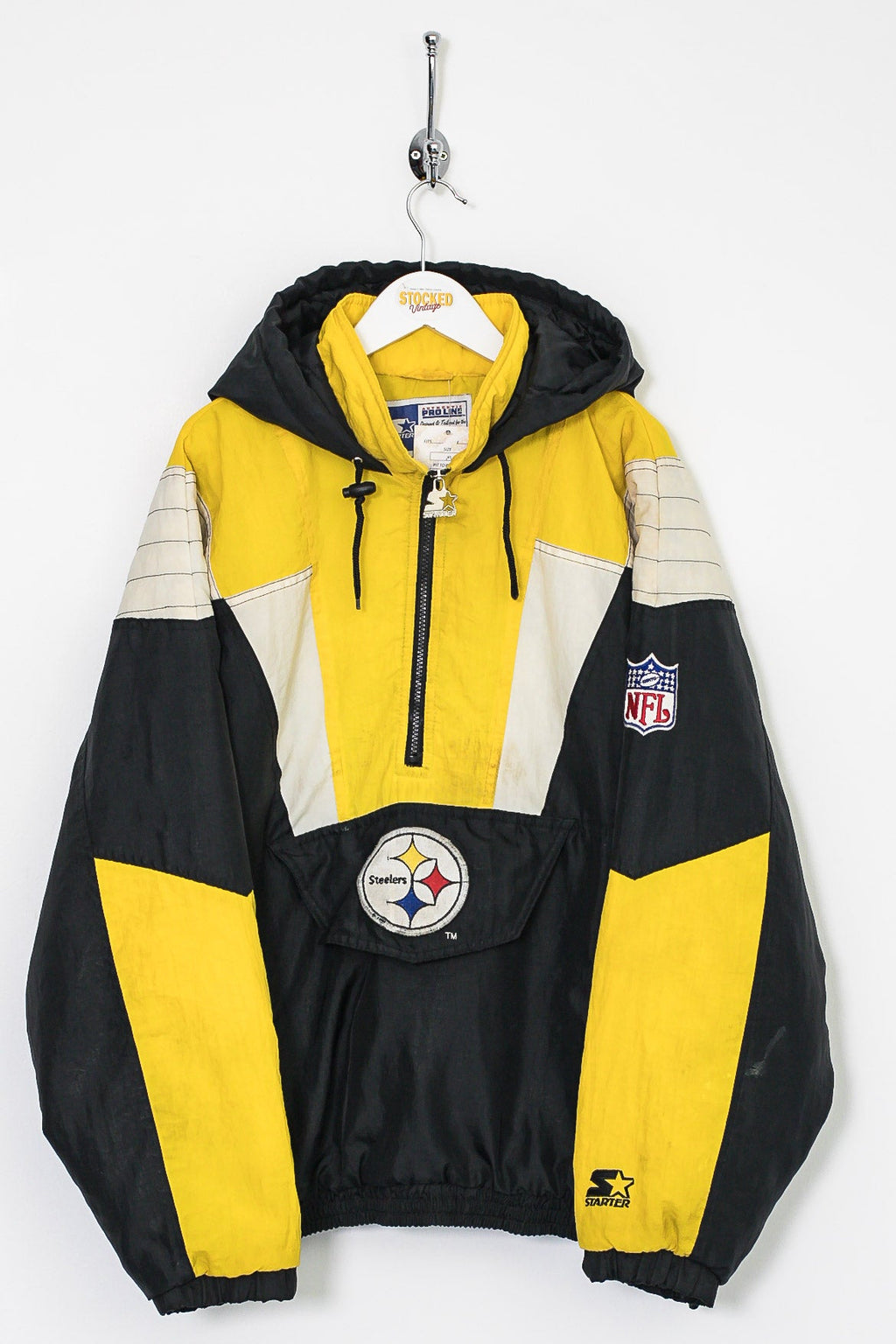 Vintage Steelers Starter Jacket Puffer Hood Black Yellow -   Norway