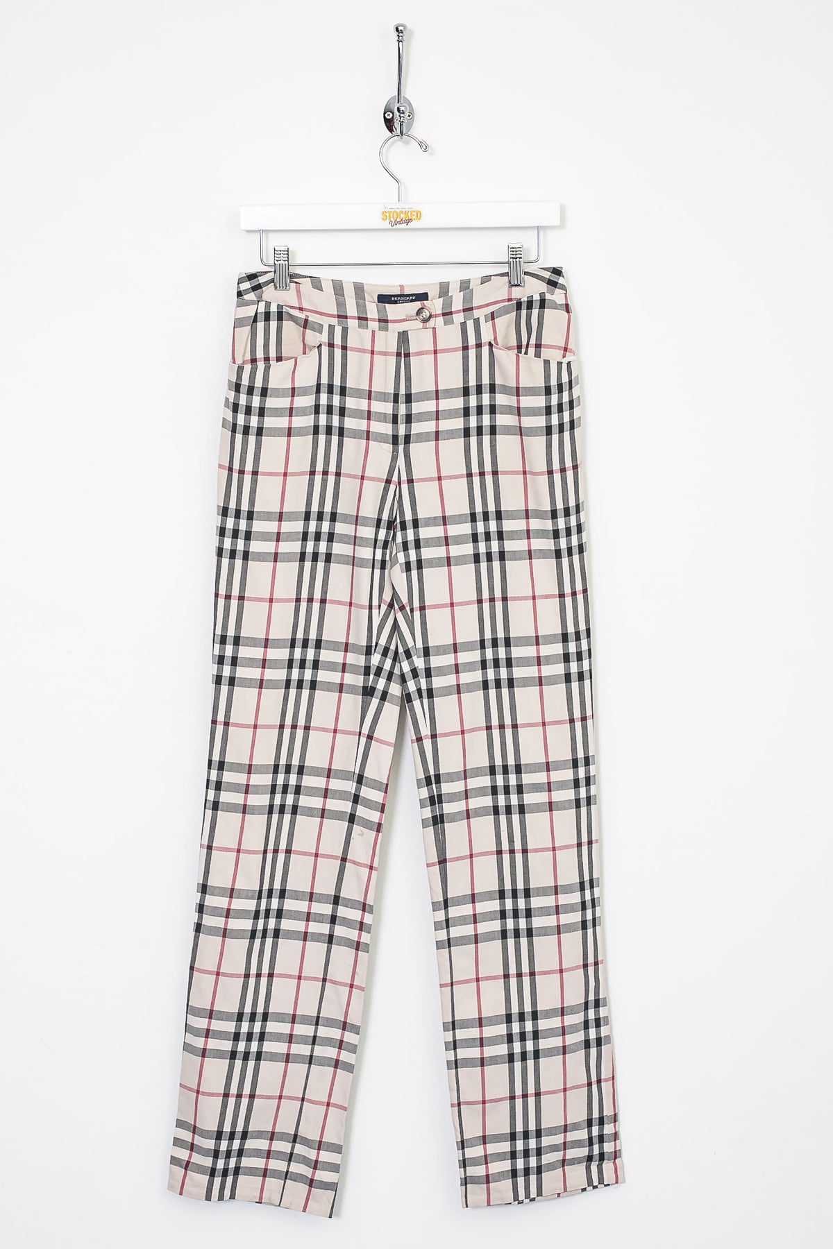 Womens Burberry Nova Check Trousers (S)