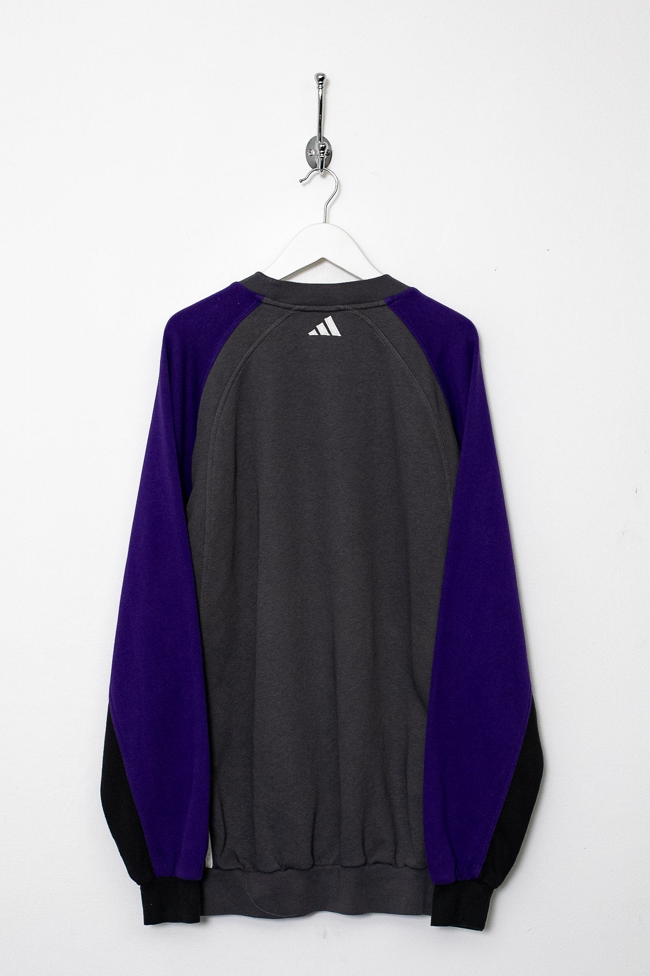 00s adidas sweat trainer raglan Vintage Blue Red Y2K 2000 Adidas Football Training Sweatshirt Centre Logo XL