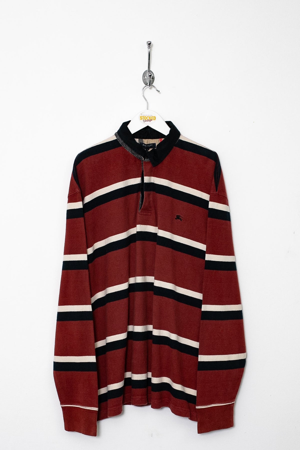 00s Burberry Long Sleeve Polo Shirt (XXL)