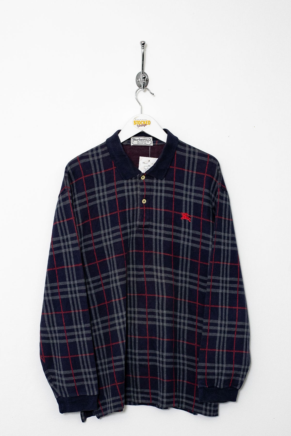 90s Burberry Long Sleeve Polo Shirt (M)