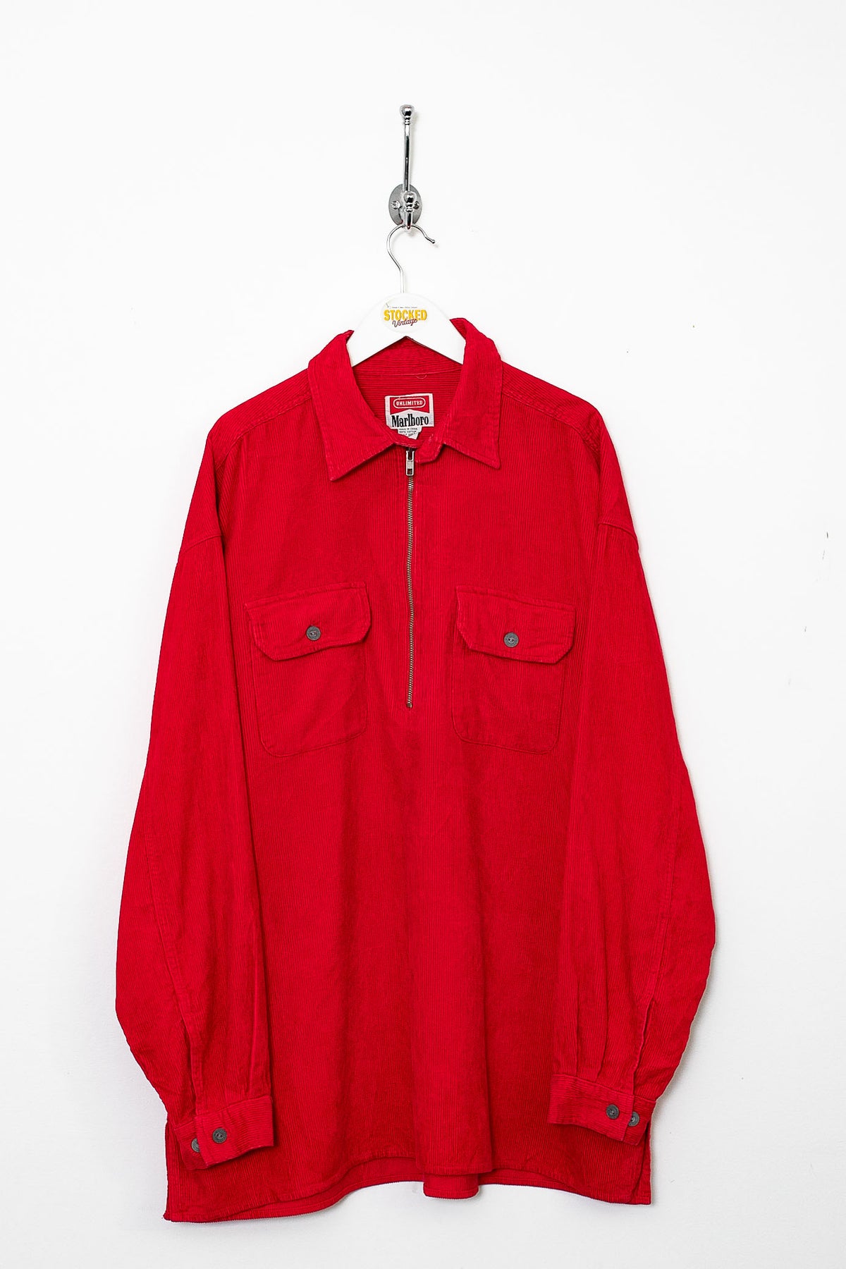 90s Marlboro Corduroy 1/4 Zip Shirt (L)