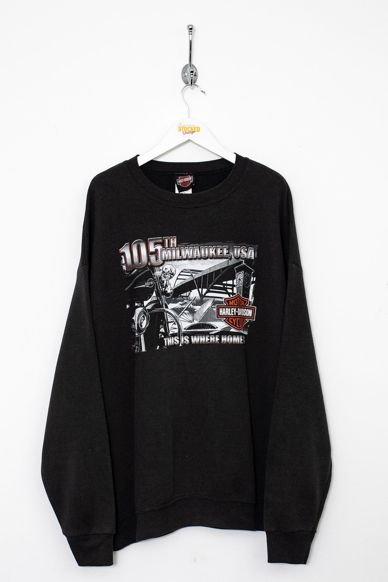 Black harley davidson sweatshirt hotsell