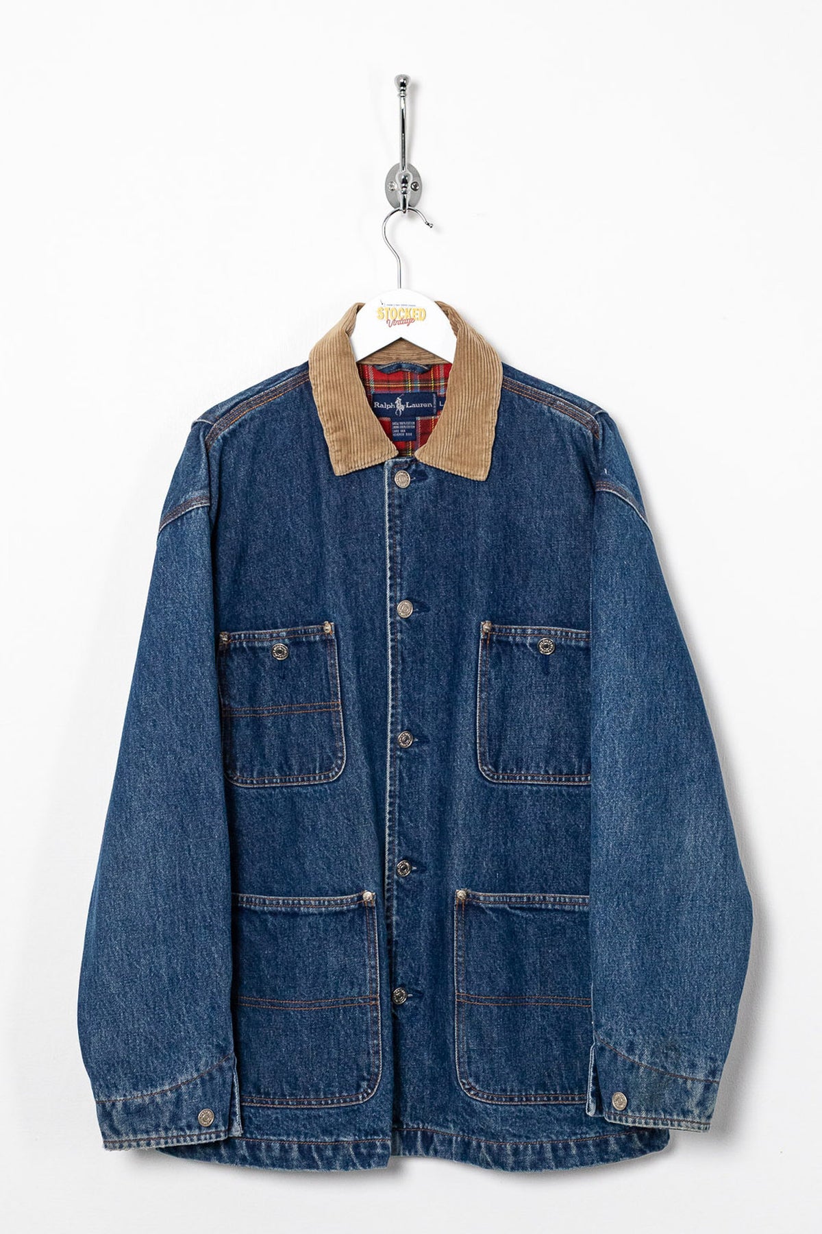 90s Ralph Lauren Blanket Lined Chore Denim Jacket (L)