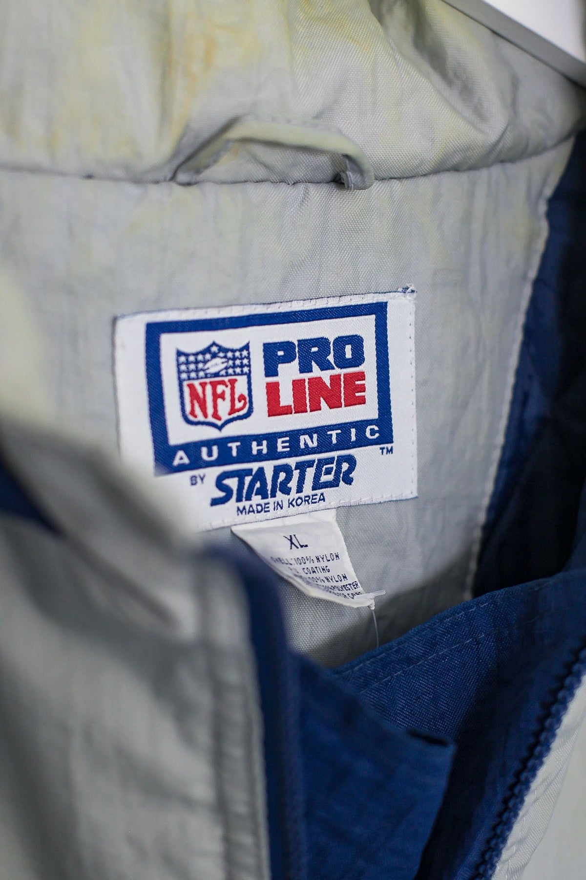 STARTER Pro Line Dallas Cowboys Bomber USA Jacket Blue Nylon 90s