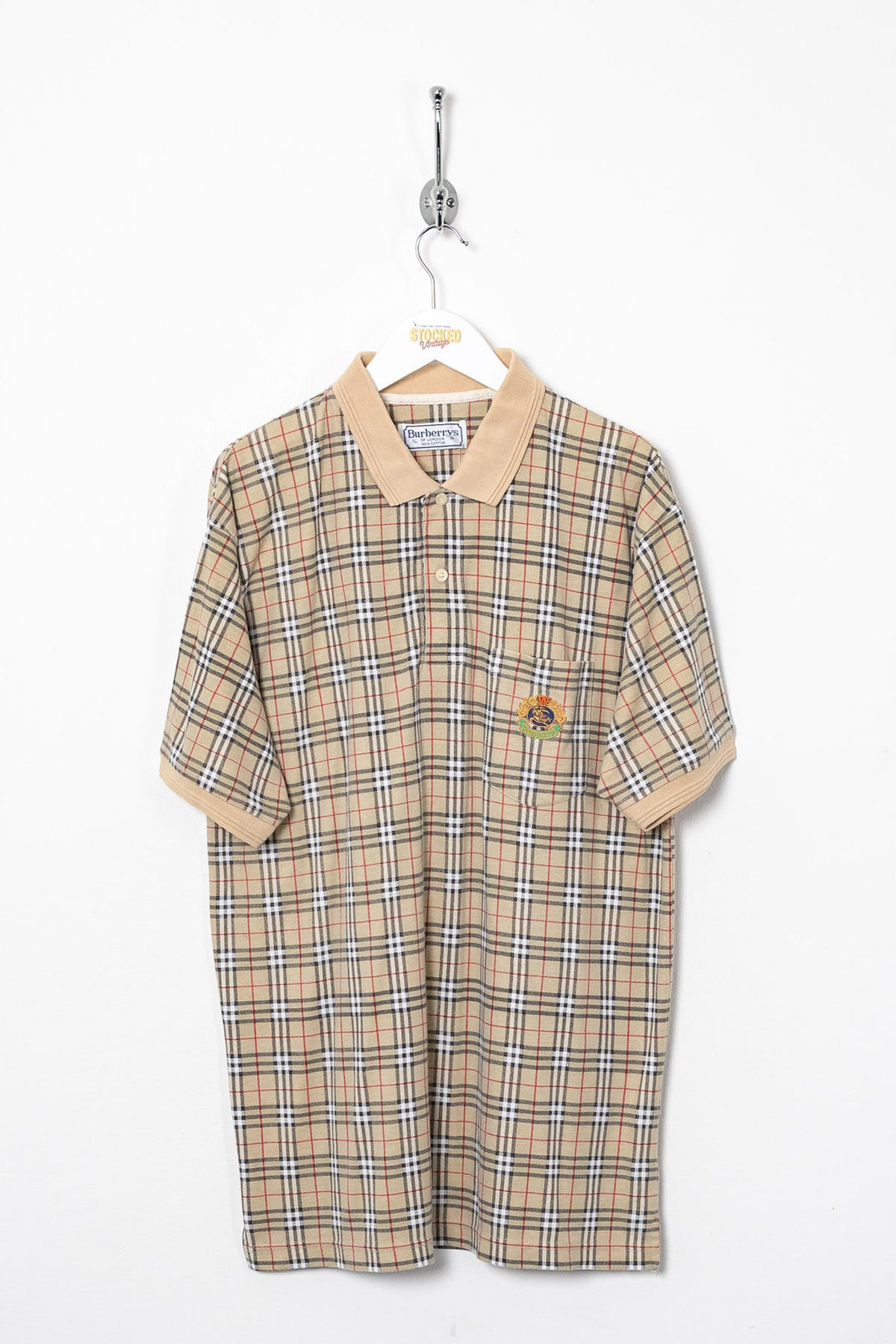 90s Burberry Nova Check Polo Shirt (L)