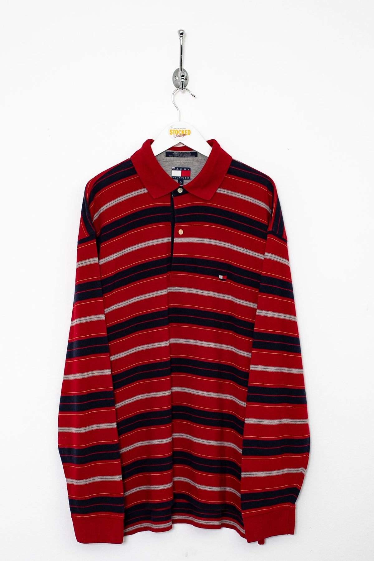 90s Tommy Hilfiger Long Sleeve Polo Shirt (L)