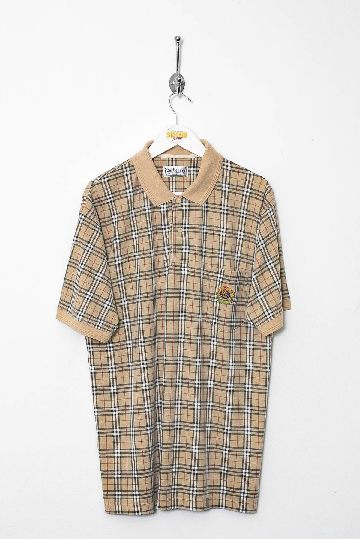 90s Burberry Nova Check Polo Shirt (L)
