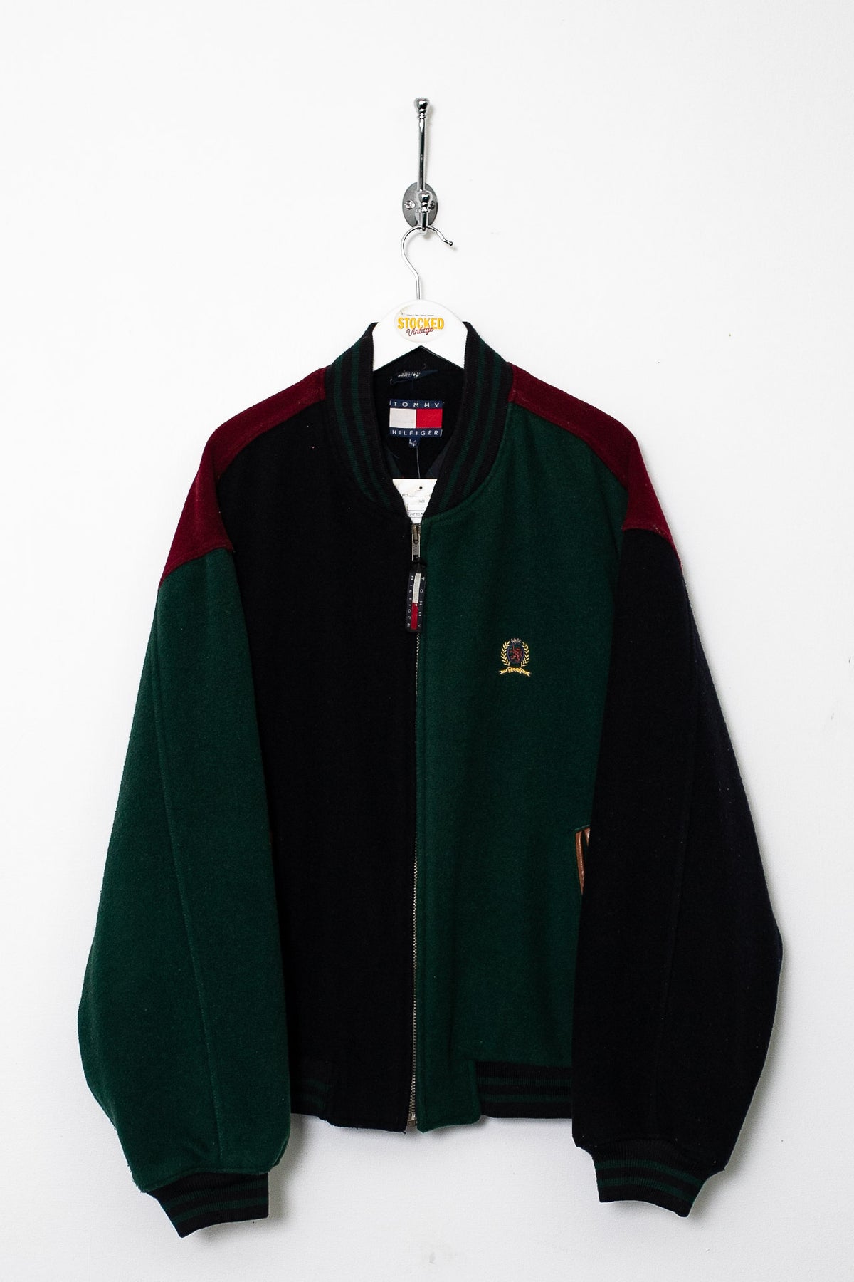 Rare 90s Tommy Hilfiger Wool Bomber Jacket (L)