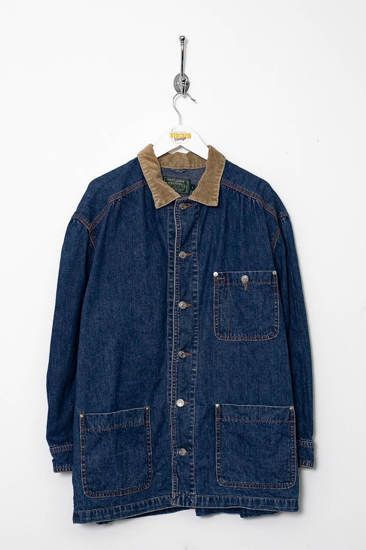 90s Ralph Lauren 総柄 chore coverall Rare 90s Ralph Lauren Country Denim Chore Workwear Jacket (L