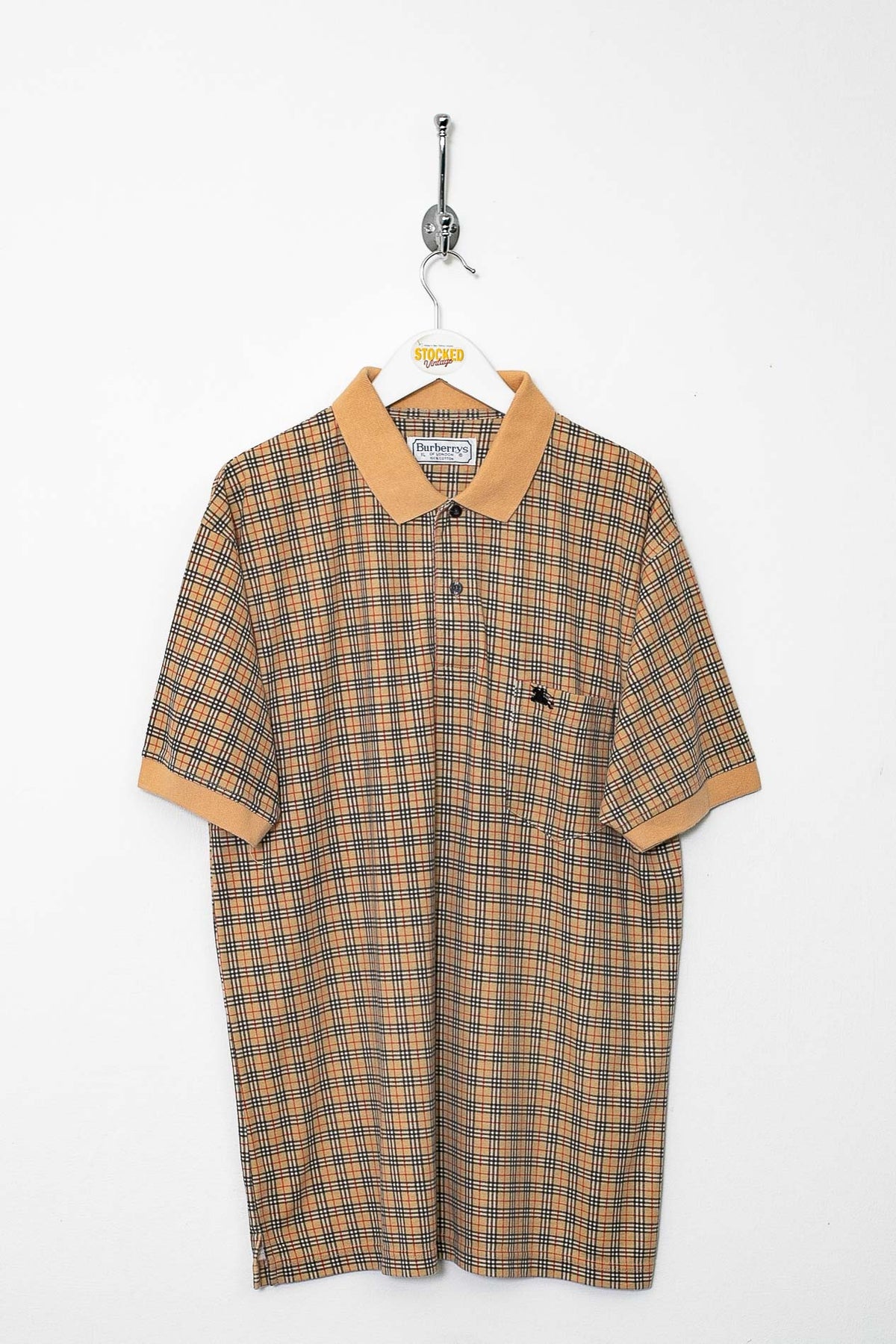 90s Burberry Nova Check Polo Shirt (L)
