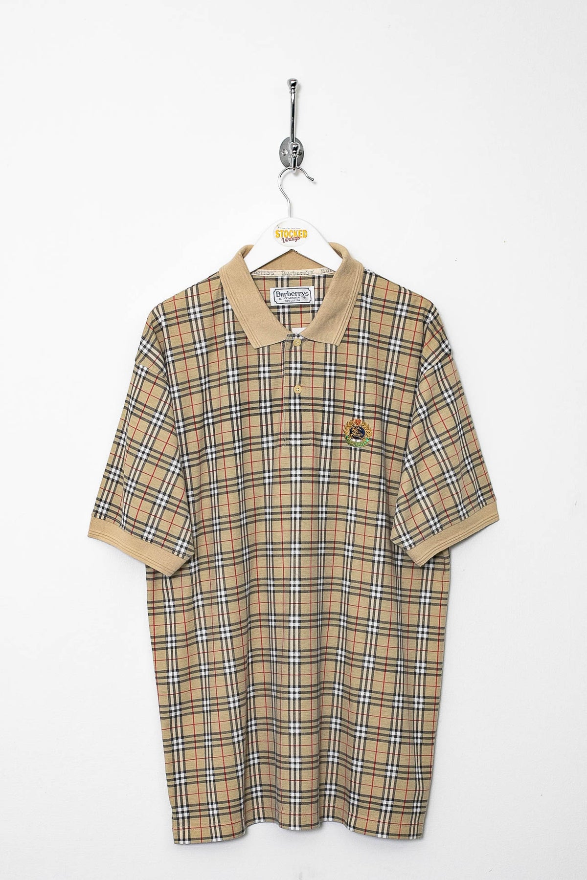 90s Burberry Nova Check Polo Shirt (L)