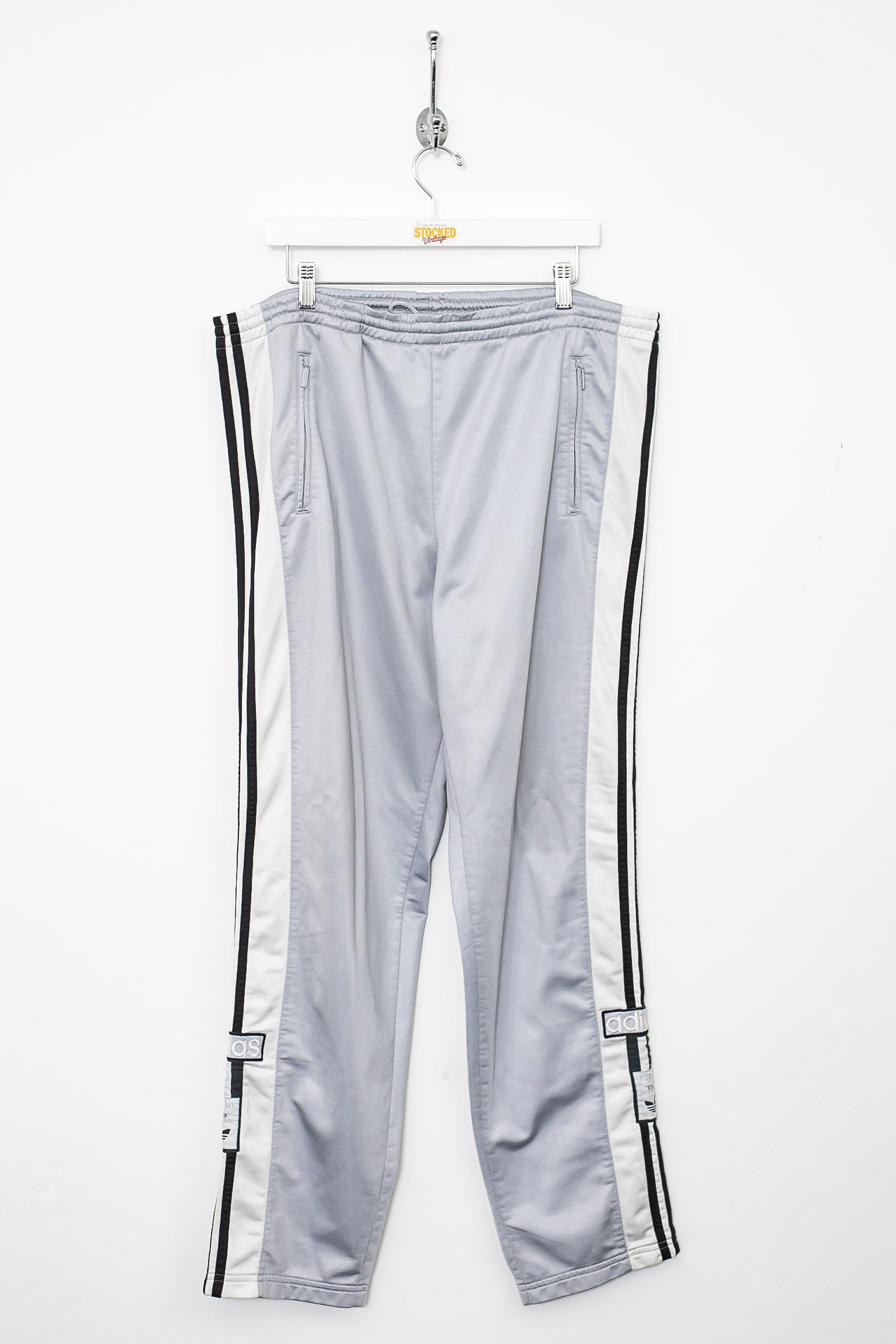 Vintage Adidas Popper trousers in grey with... - Depop