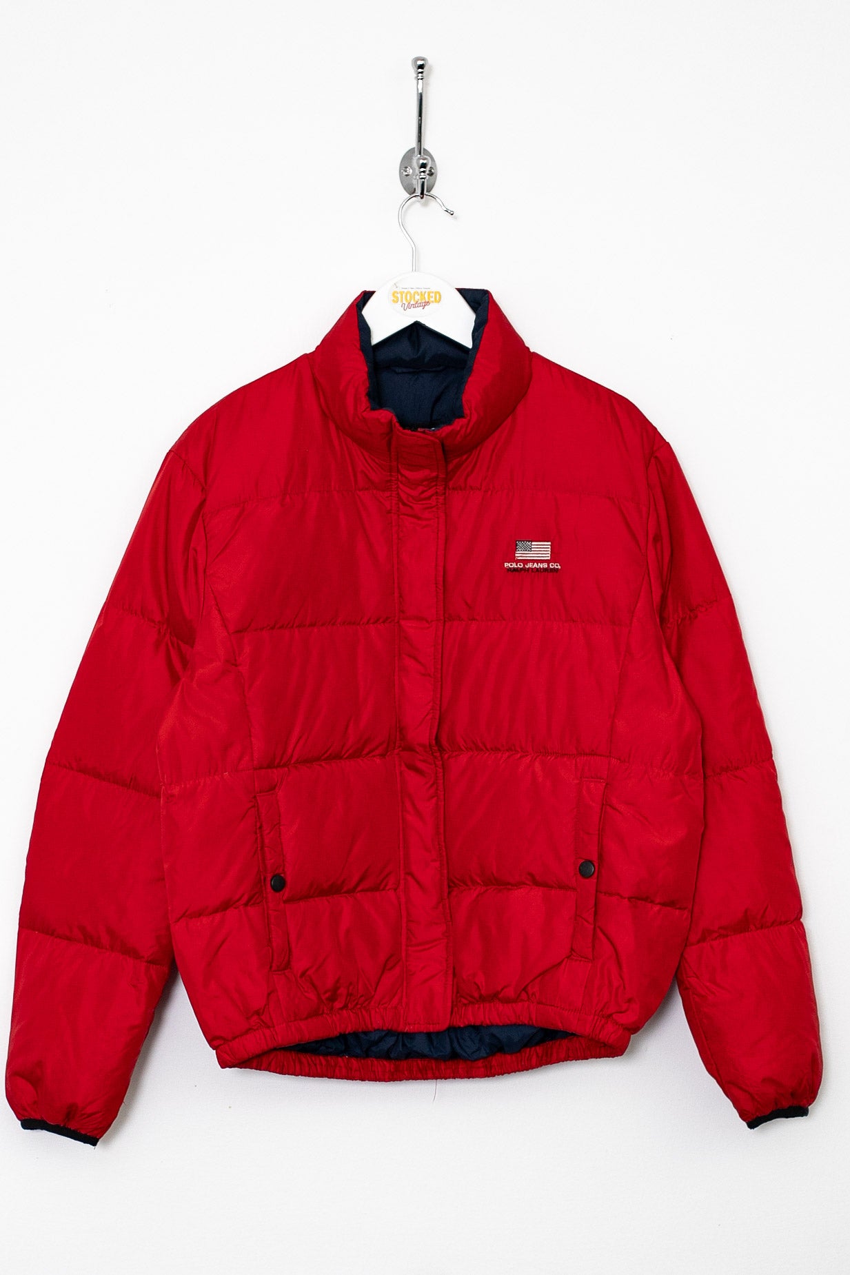 Ralph lauren red on sale puffer jacket women's