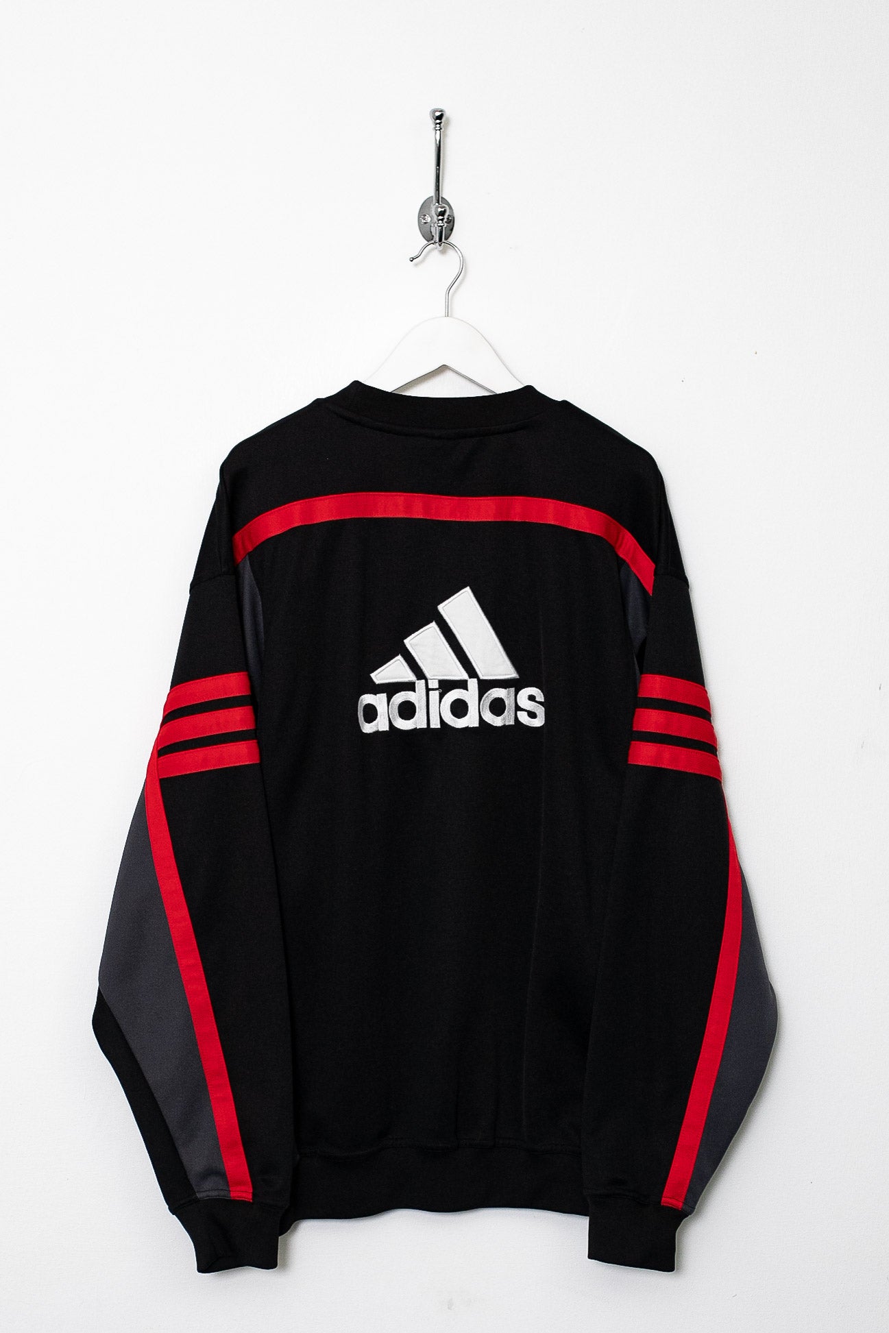 00s adidas sweat trainer raglan Vintage Blue Red Y2K 2000 Adidas Football Training Sweatshirt Centre Logo XL