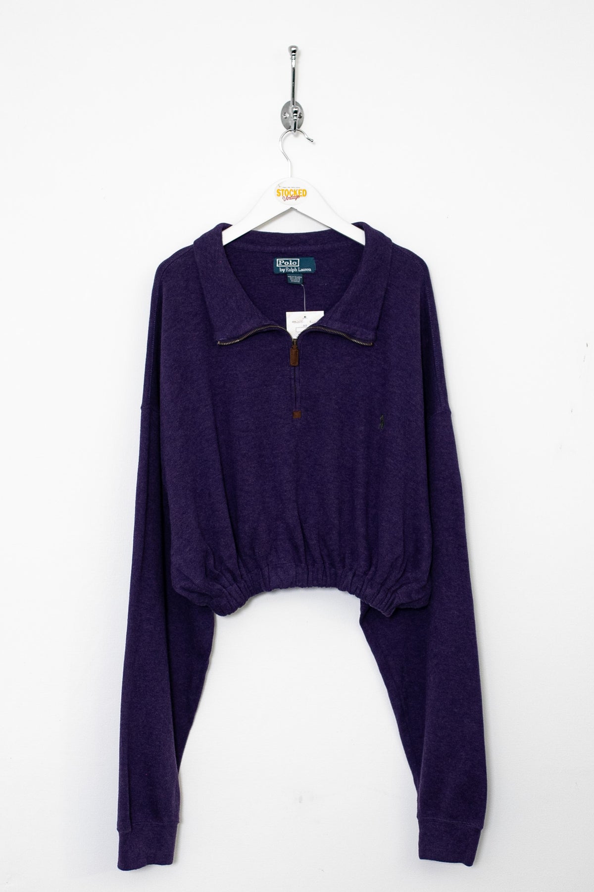 Womens 00s Ralph Lauren 1/4 Zip Cropped Sweatshirt (XL)