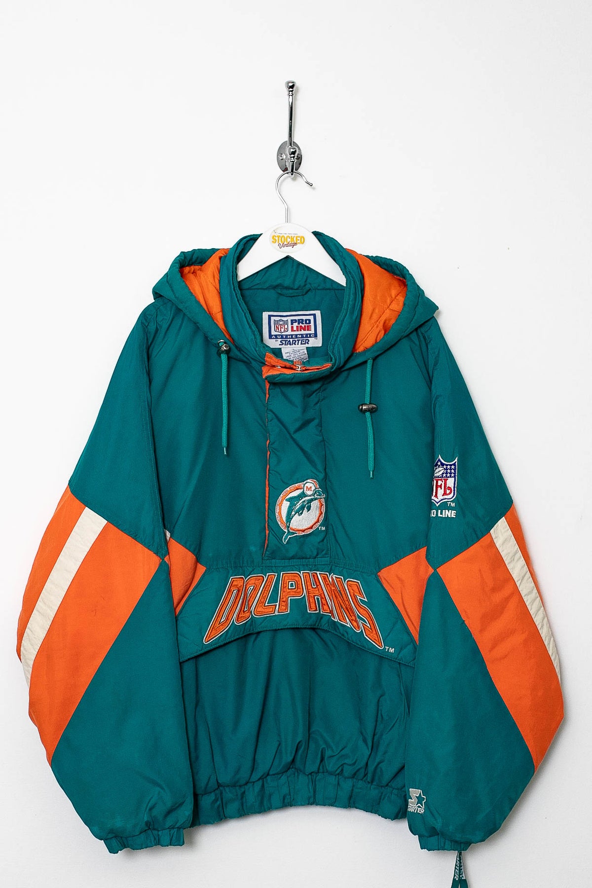 90s Starter NFL Miami Dolphins 1/4 Zip Padded Jacket (L)