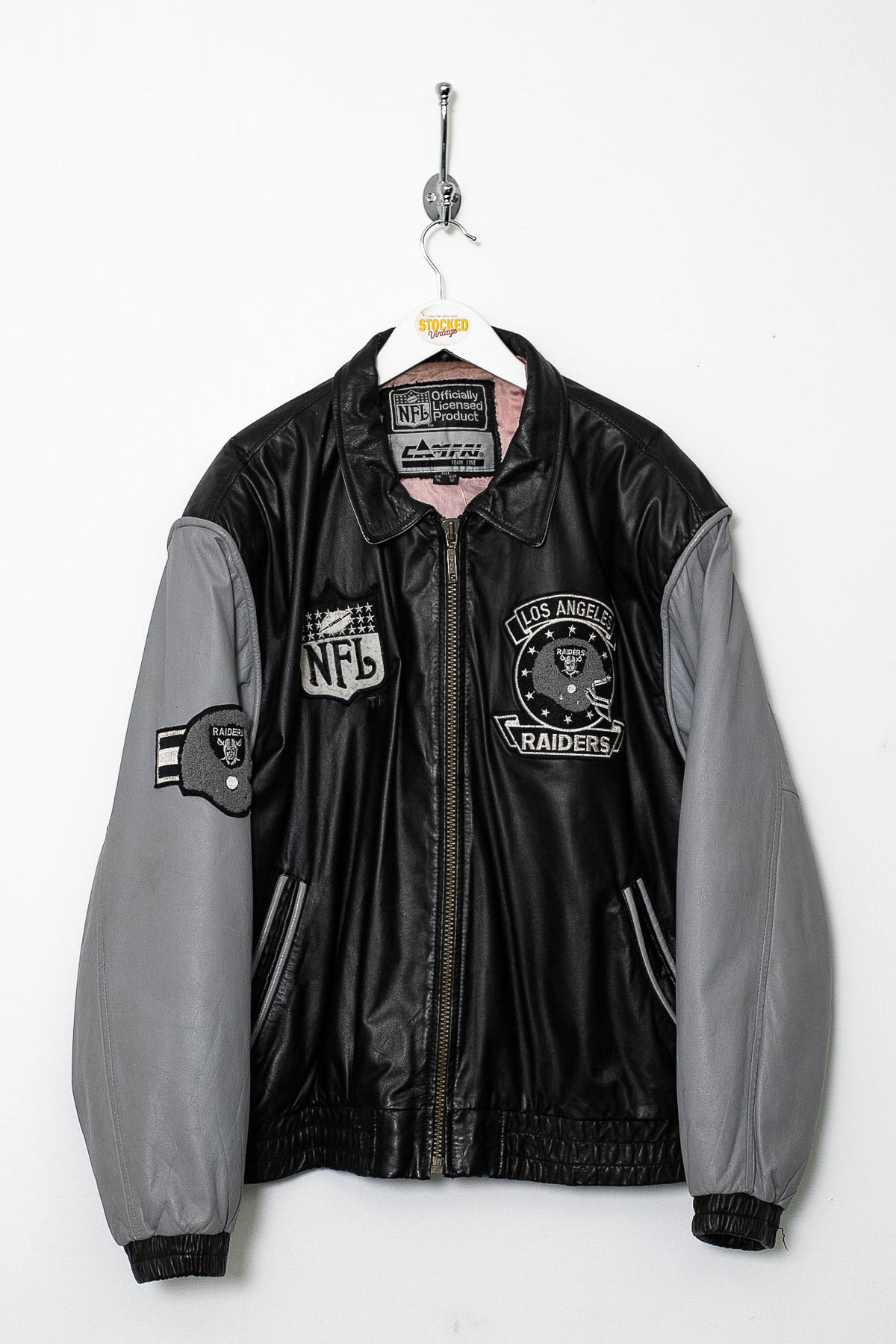 Rare 90s Campri Teamline LA Raiders Leather Jacket (XL)