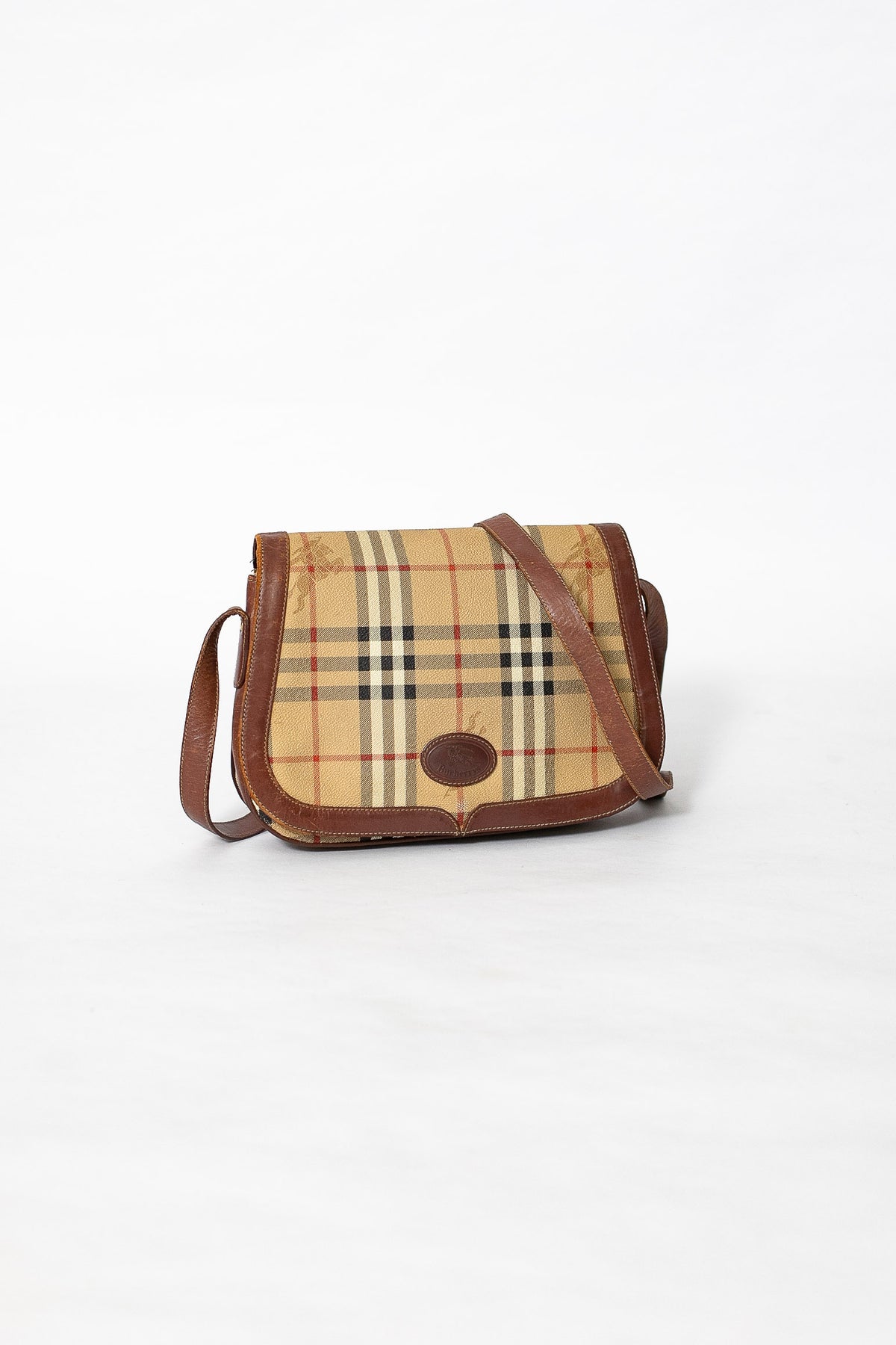 90s Burberry Nova Check Crossbody Saddle Bag