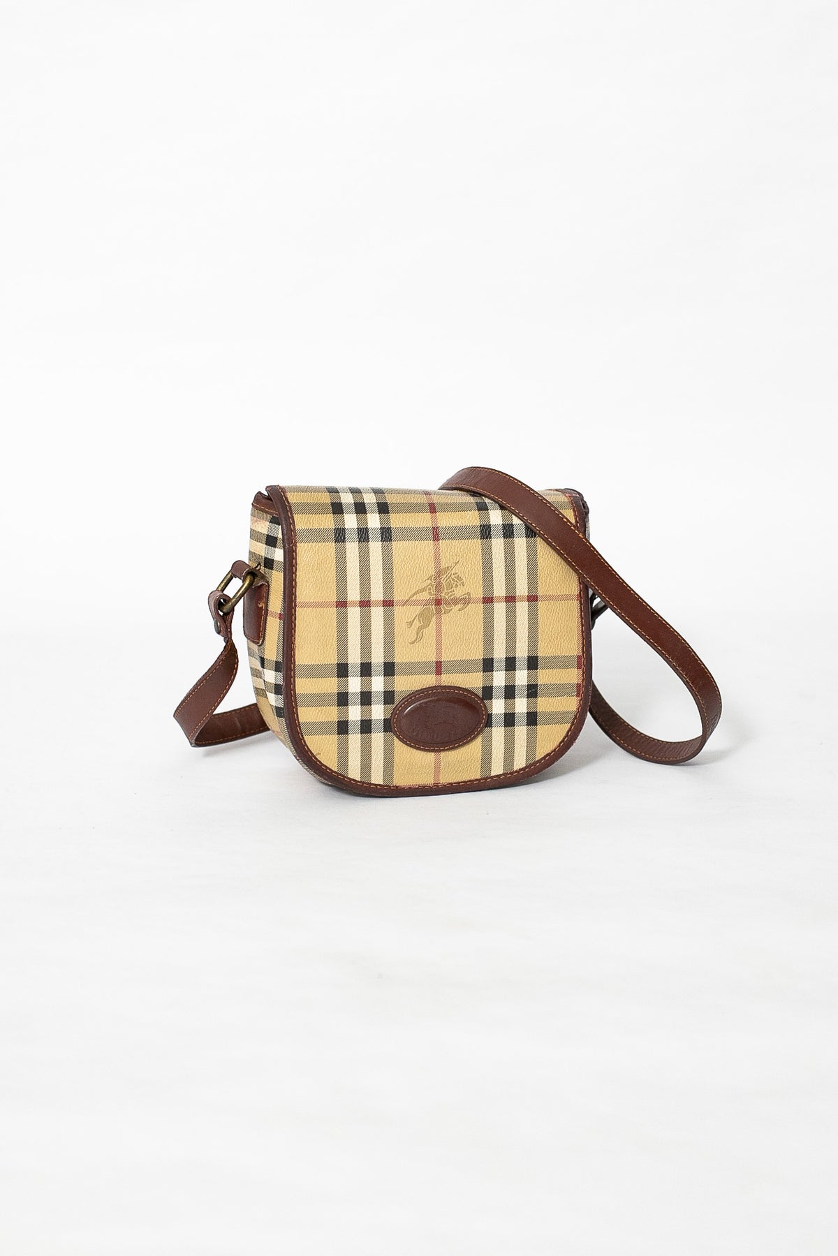 90s Burberry Nova Check Crossbody Saddle Bag