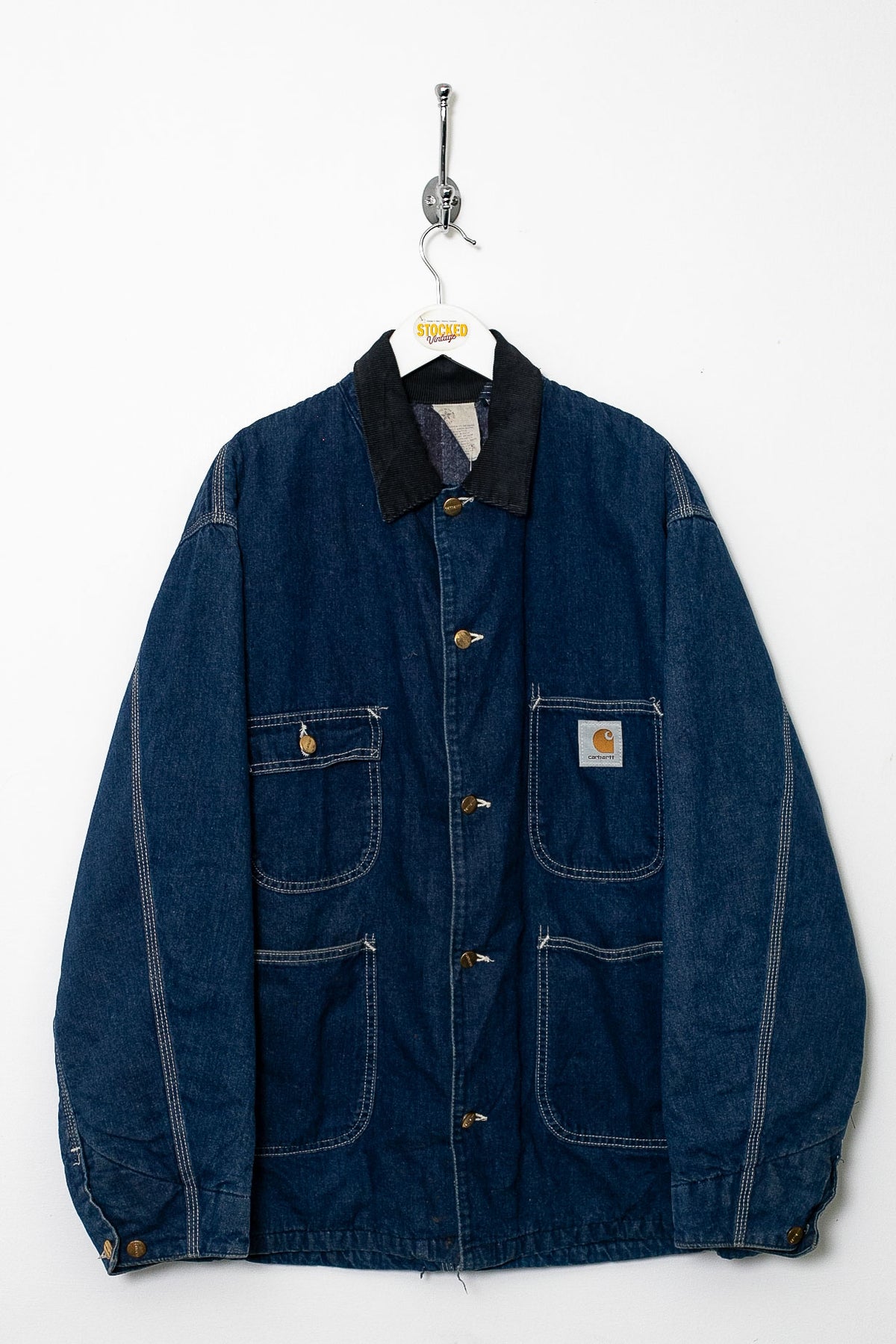 90s Carhartt Denim Blanket-Lined Chore Jacket (XL)