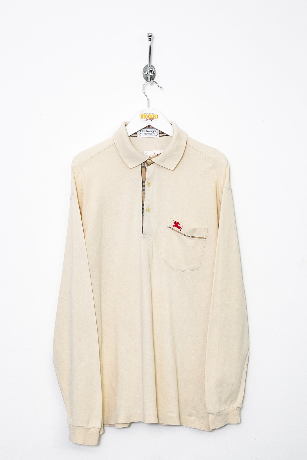 90s Burberry Long Sleeve Polo Shirt (M)