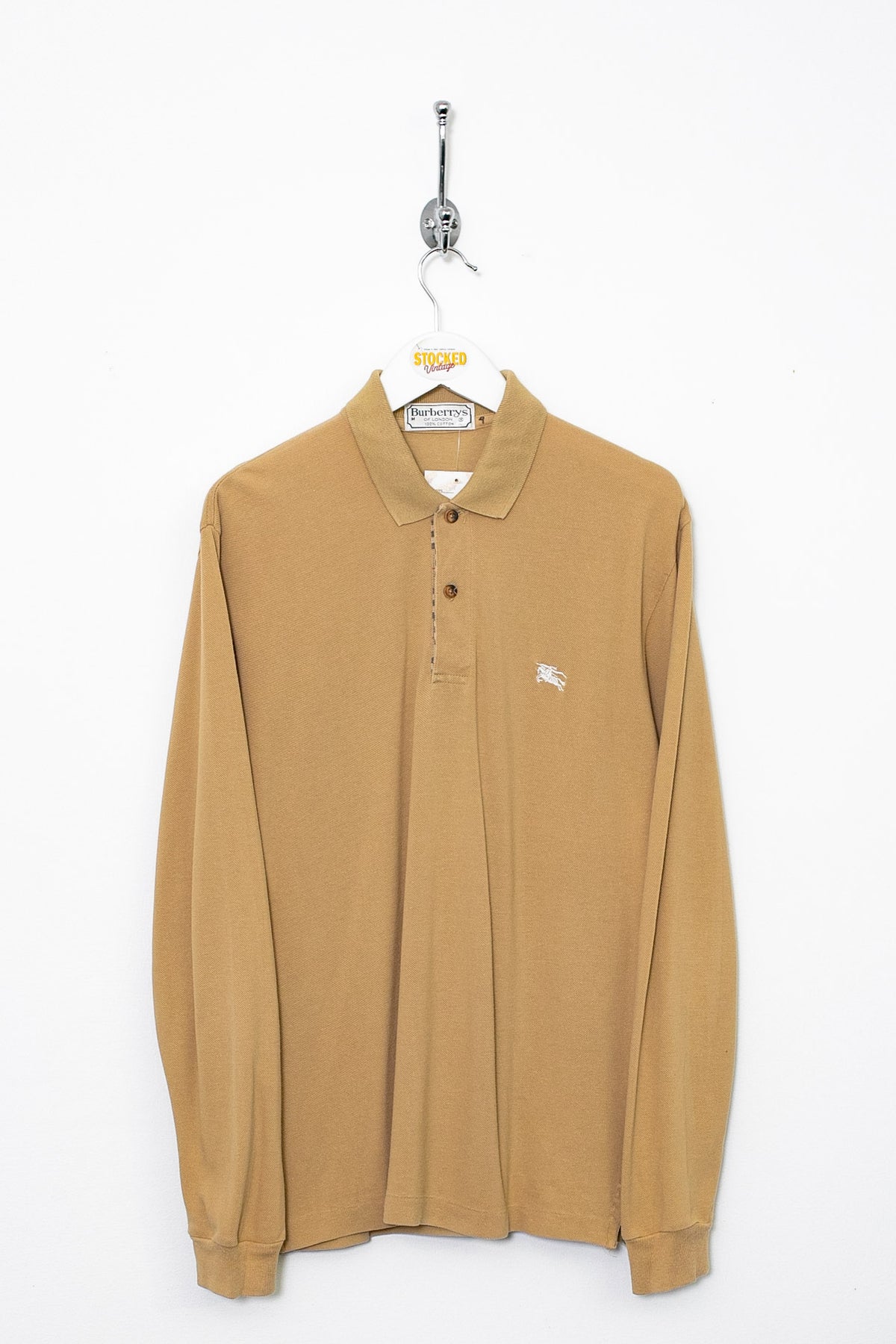 90s Burberry Long Sleeve Polo Shirt (S)