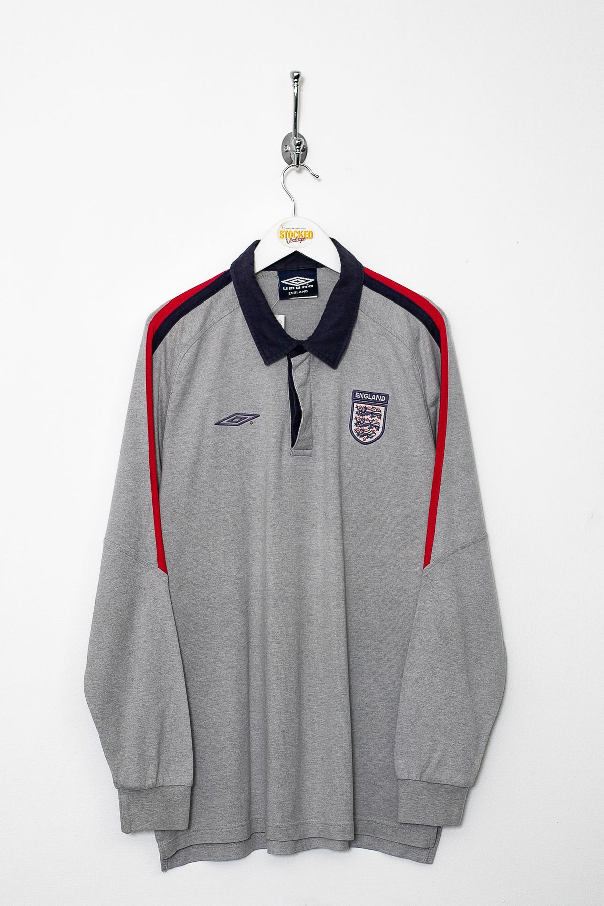 00s Umbro England Long Sleeve Polo Shirt (L)