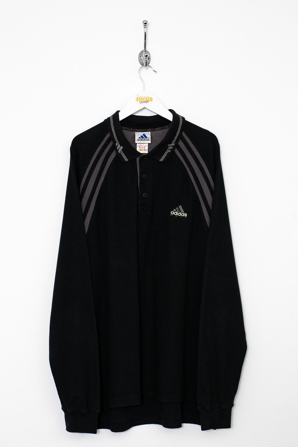00s Adidas Long Sleeve Polo Shirt (XXL)