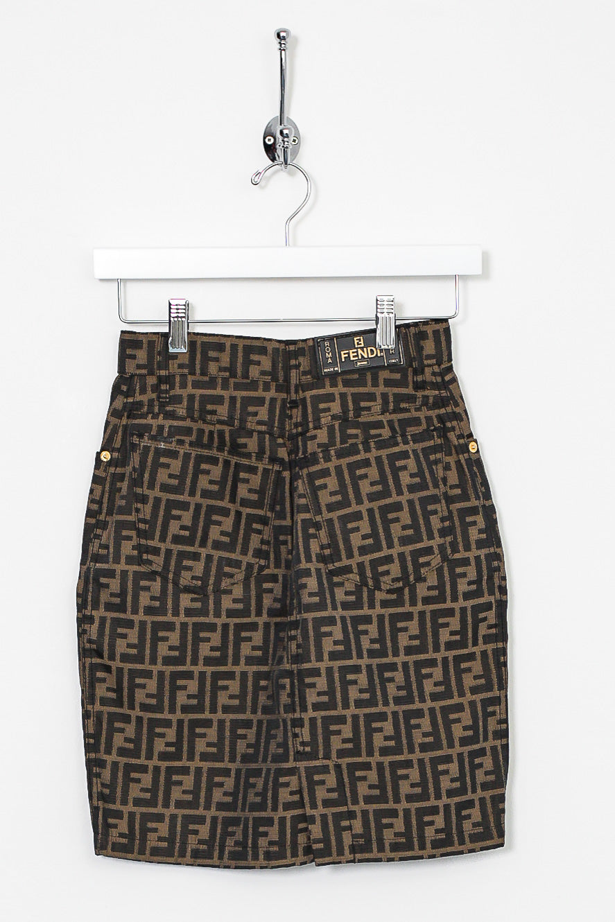 Womens 90s Fendi Zucca Monogram Skirt XS Stocked Vintage