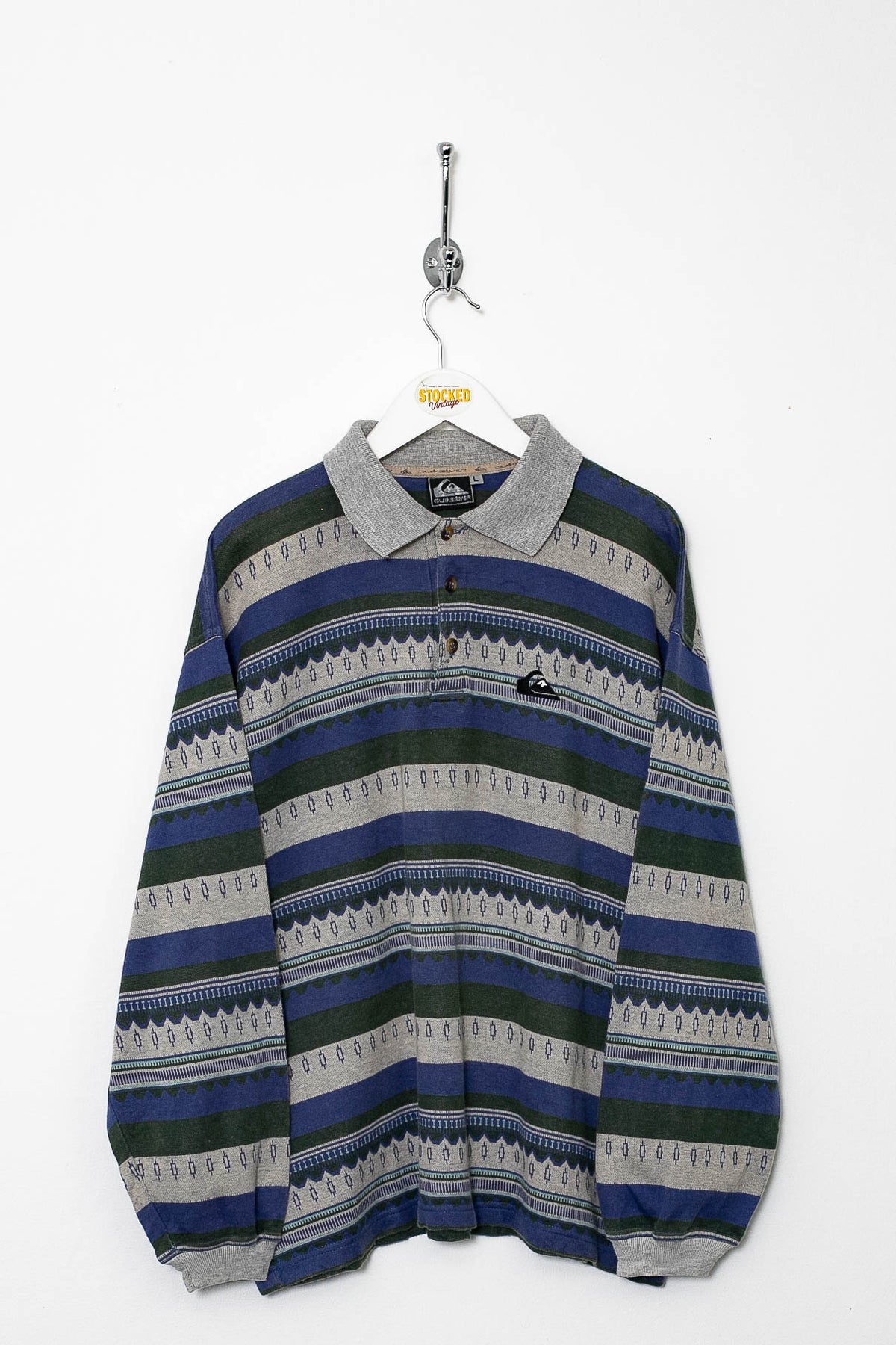 90s Quicksilver Long Sleeve Polo Shirt (M)