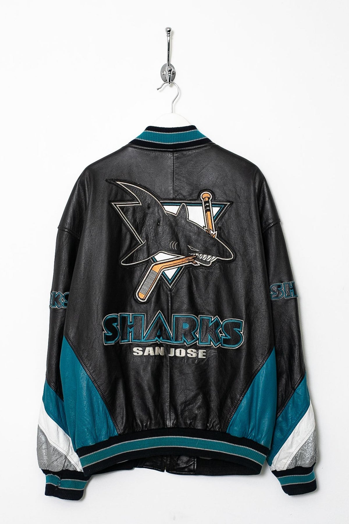 90s NHL San Jose Sharks Leather Jacket (L)