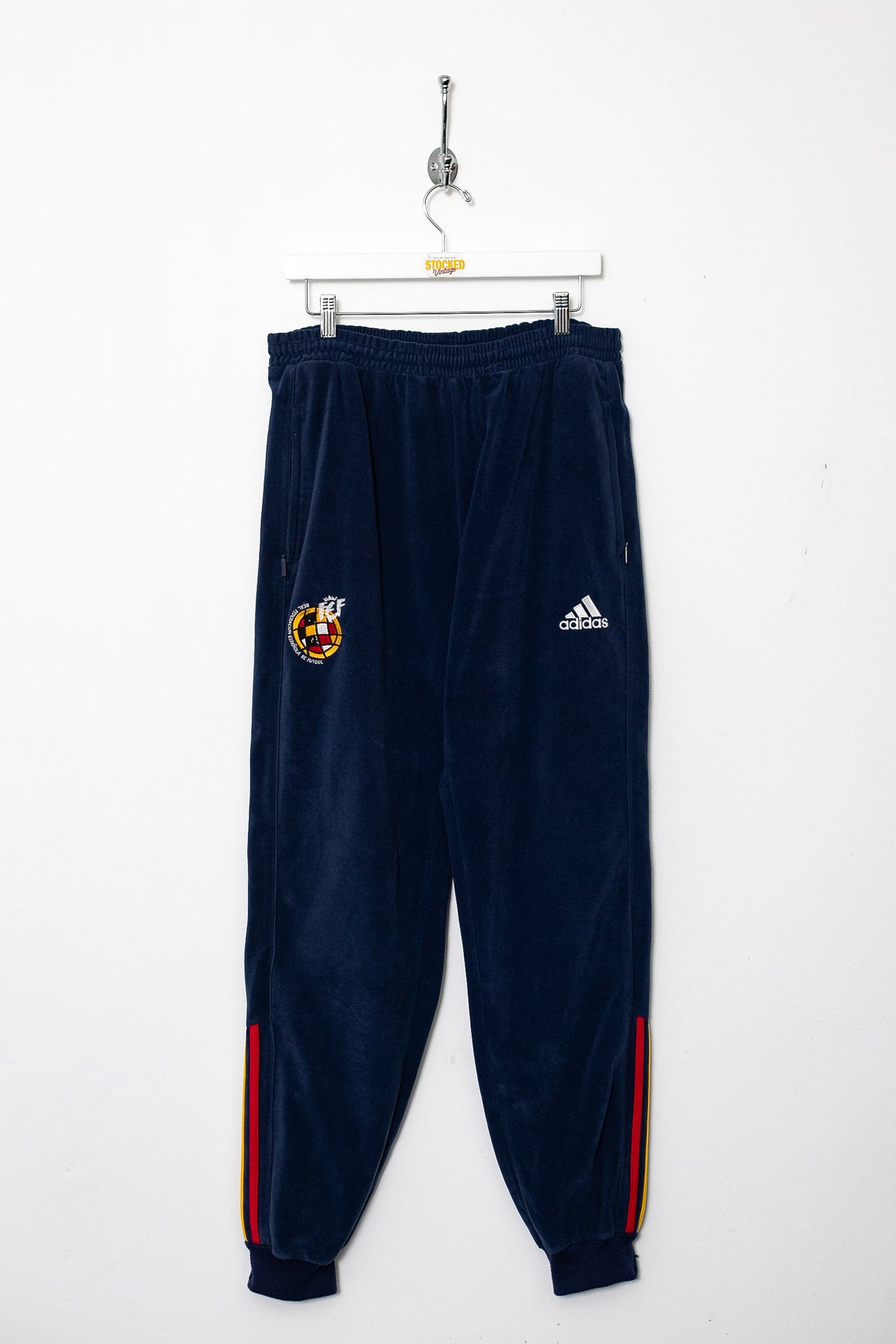 90s Adidas Spain Training Velour Tracksuit Bottoms (W34)