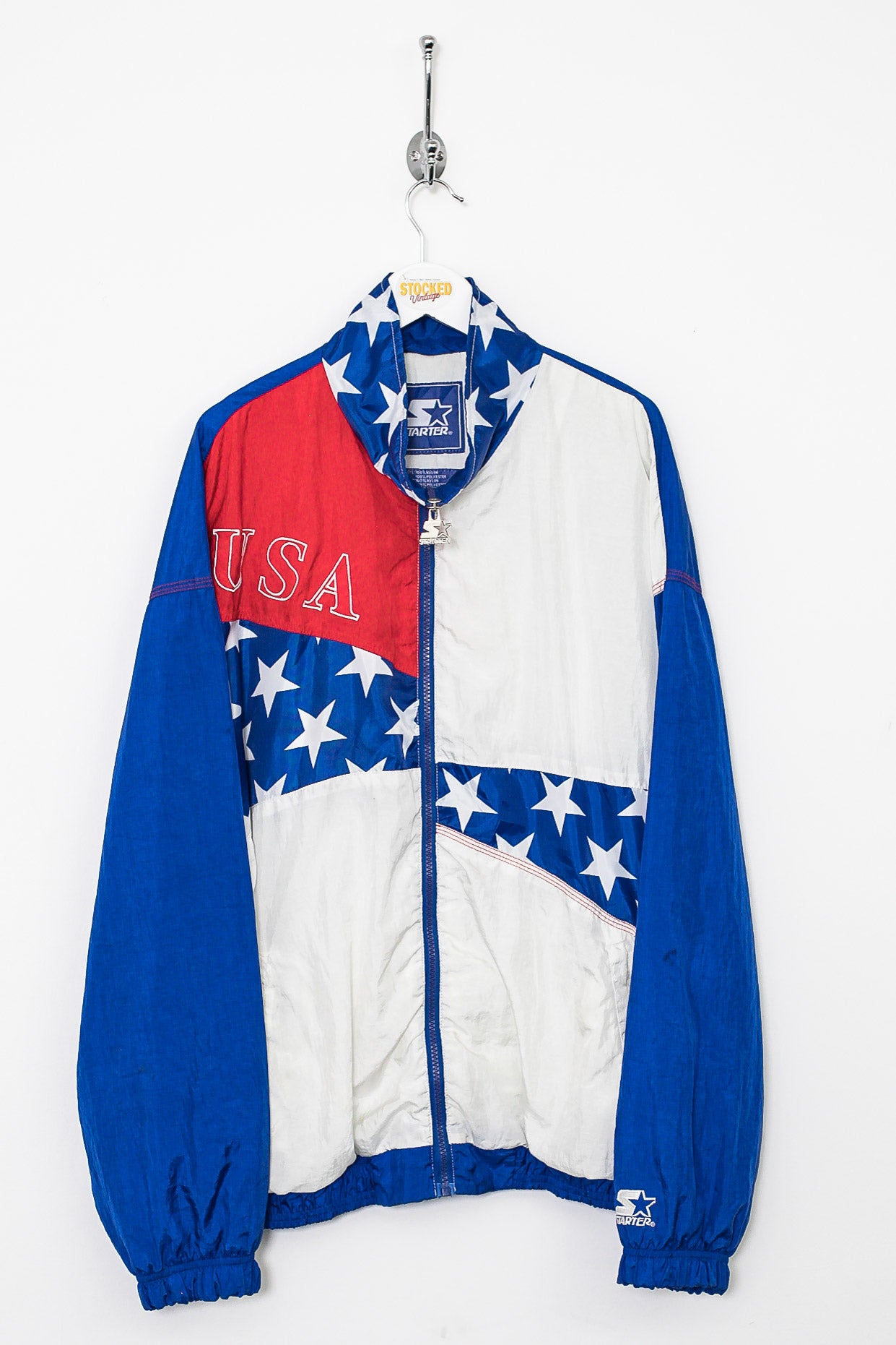 USA Windbreaker Jacket is unisex and designed like the flag of discount America .