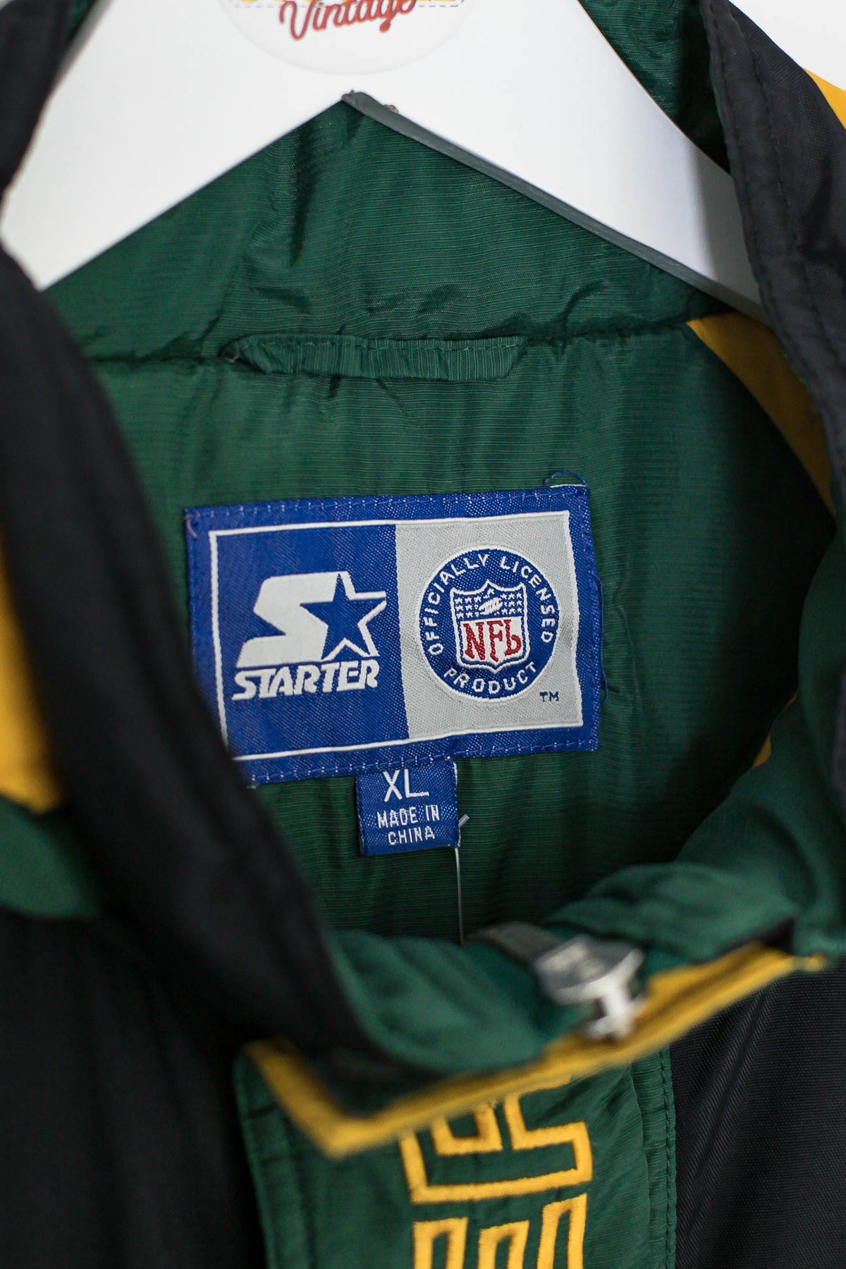 00s Starter NFL Green Bay Packers 1/4 Zip Padded Coat (XL)