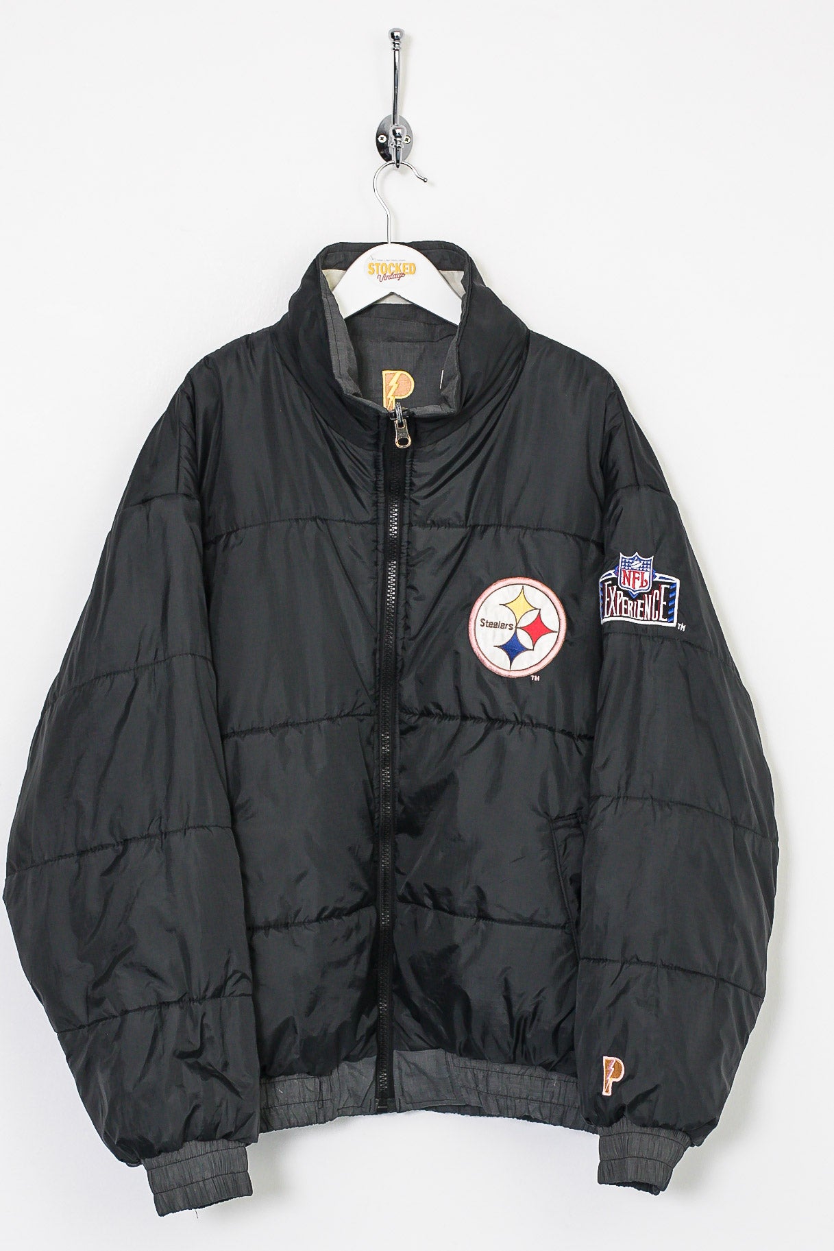 90s Pro Layer NFL Pittsburgh Steelers Reversible Puffer Jacket (L