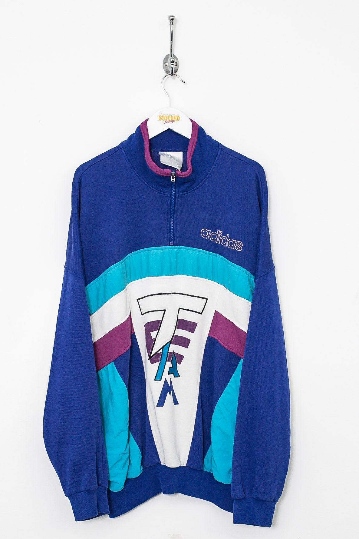 90s Adidas Team 1/4 Zip Sweatshirt (XL)