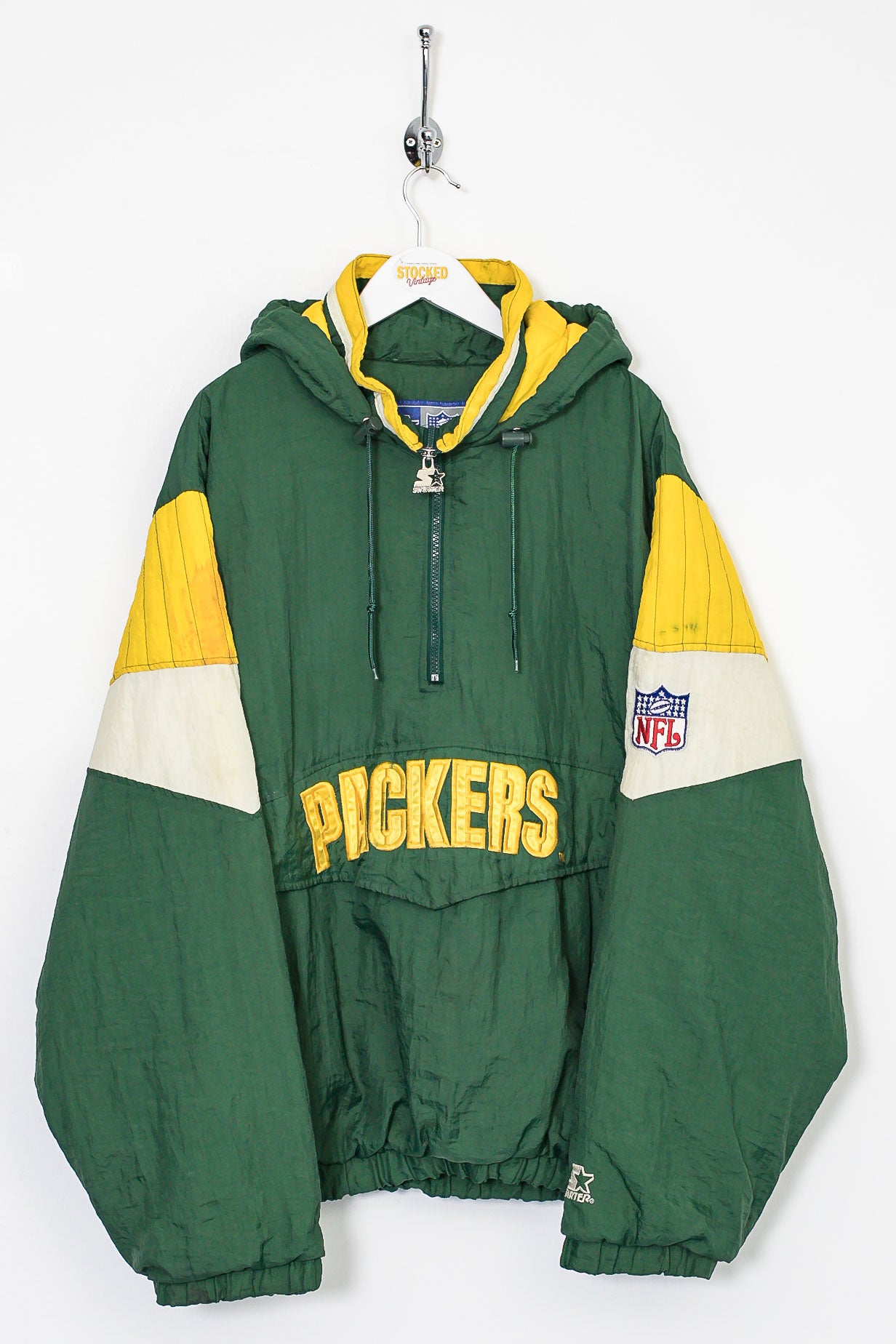 90s Starter NFL Green Bay Packers 1/4 Zip Padded Jacket (L